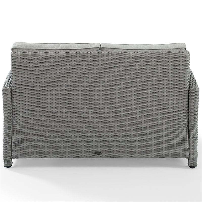 Afuera Living Transitional Wicker Patio Loveseat in Gray