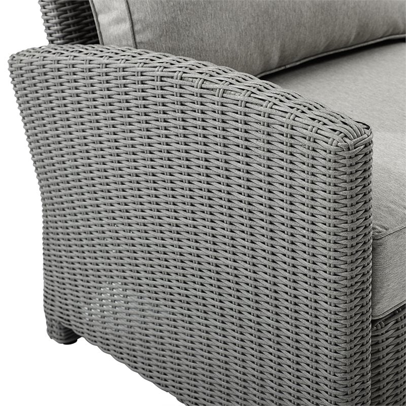 Afuera Living Transitional Wicker Patio Loveseat in Gray
