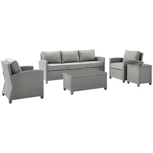 afuera living transitional 5 piece wicker patio sofa set in gray