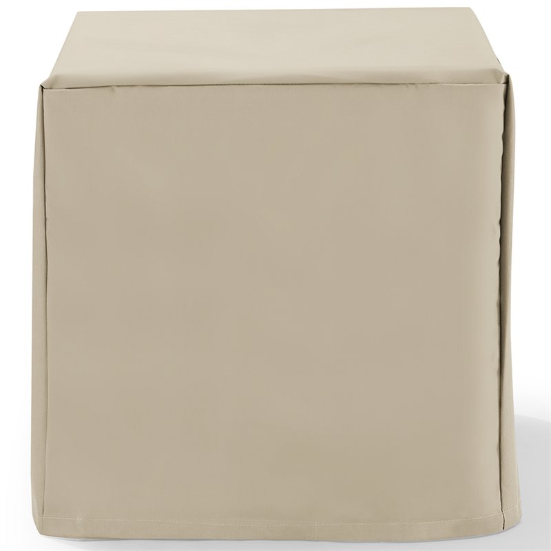 Afuera Living Vinyl Polyester Fabric Patio End Table Cover in Tan
