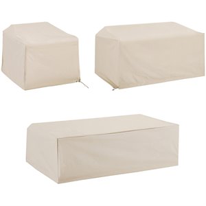 Afuera Living 3-Piece Vinyl/Heavy Gauge Patio Loveseat Cover Set in Tan