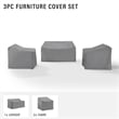 Afuera Living 3-Piece Vinyl/Heavy Gauge Patio Loveseat Cover Set in Gray