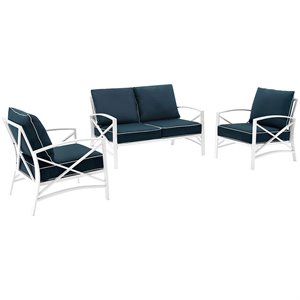 afuera living transitional 3 piece patio sofa set in navy and white