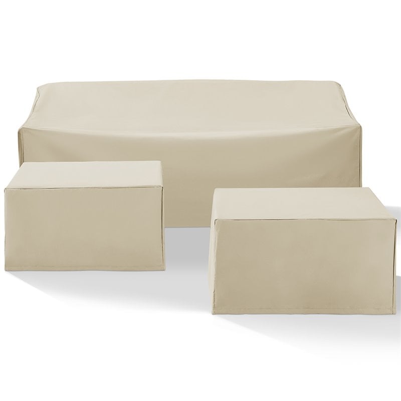 Afuera Living 3-Piece Vinyl/Heavy Gauge Outdoor Sofa Cover Set in Tan