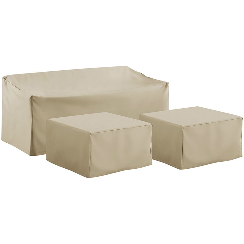 Afuera Living 3-Piece Vinyl/Heavy Gauge Outdoor Sofa Cover Set in Tan