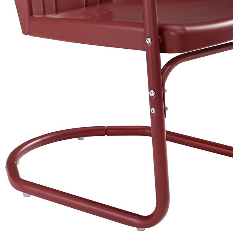 Afuera Living Steel Metal Outdoor Chair in Dark Red Satin (Set of 2)