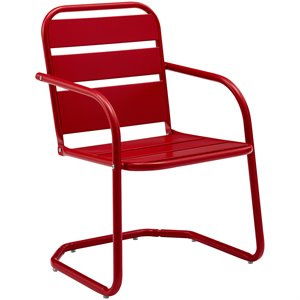 afuera living modern metal patio chair in red (set of 2)