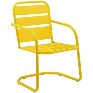 afuera living modern metal patio chair in yellow (set of 2)
