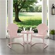 Afuera Living 3-Piece Round Metal Patio Conversation Set in Pastel Pink Gloss