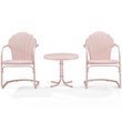 Afuera Living 3-Piece Round Metal Patio Conversation Set in Pastel Pink Gloss