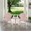 Afuera Living 3-Piece Round Metal Patio Conversation Set in Pastel Pink Gloss