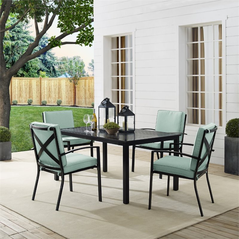 Afuera Living 5-Piece Metal/Polyester Outdoor Dining Set in Mist Green/Bronze