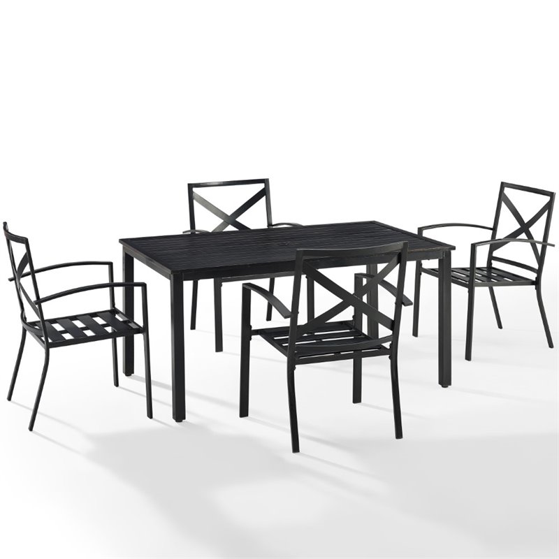 Afuera Living 5-Piece Metal/Polyester Outdoor Dining Set in Mist Green/Bronze