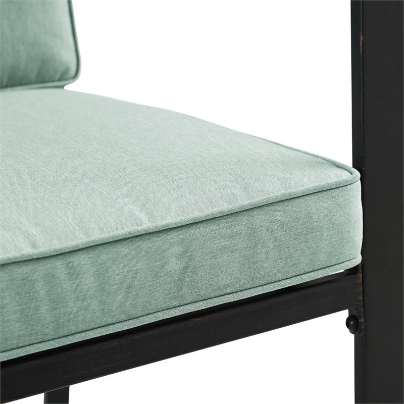 Afuera Living 7-Piece Metal/Polyester Outdoor Dining Set in Mist Green/Bronze