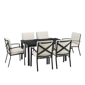 afuera living transitional 7 piece outdoor dining set in oatmeal