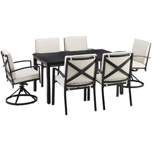 afuera living transitional 7 piece outdoor dining set in oatmeal