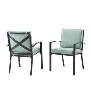 Afuera Living 20.5&quot Fabric & Metal Patio Dining Chair in Mist Green (Set of 2)