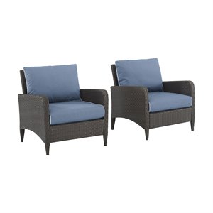 afuera living modern outdoor wicker chair set in blue (set of 2)