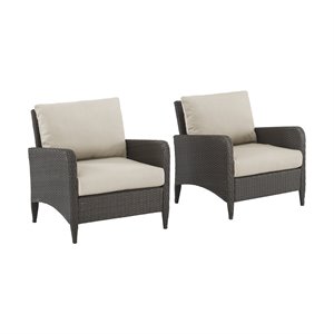 afuera living modern outdoor wicker chair set in sand (set of 2)