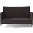 Afuera Living Transitional Outdoor Patio Wicker Loveseat in Brown/Cool Blue