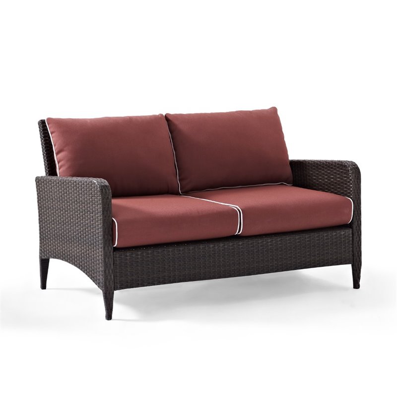 Afuera Living Transitional Outdoor Wicker Loveseat in Sangria