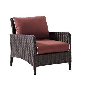 afuera living transitional outdoor wicker arm chair in sangria