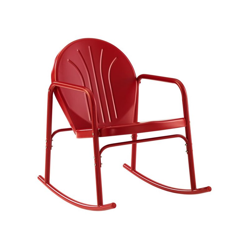 Afuera Living Steel Metal Rocking Chair in Bright Red Gloss (Set of 2)
