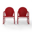 Afuera Living Steel Metal Rocking Chair in Bright Red Gloss (Set of 2)