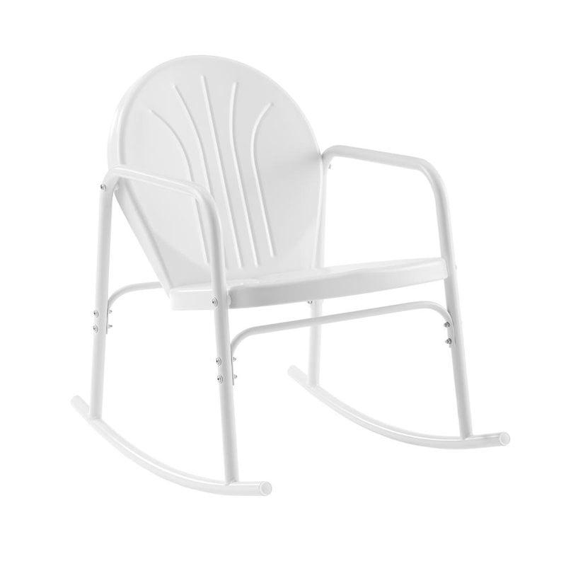 Afuera Living Steel Metal Rocking Chair in White Gloss (Set of 2)