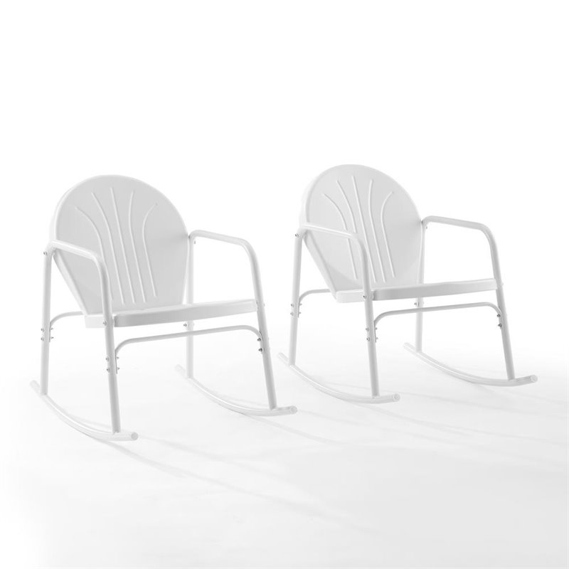 Afuera Living Steel Metal Rocking Chair in White Gloss (Set of 2)