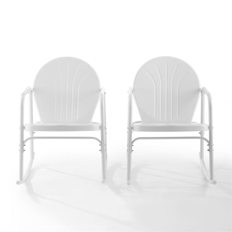 Afuera Living Steel Metal Rocking Chair in White Gloss (Set of 2)