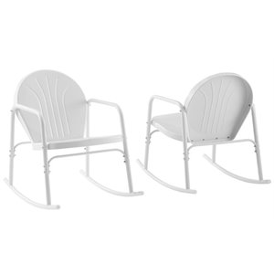 afuera living modern metal rocking chair in white gloss (set of 2)