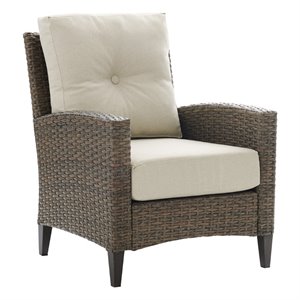 afuera living transitional outdoor wicker high back arm chair in oatmeal