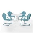 Afuera Living 5-Piece Metal Outdoor Dining Set in Light Blue/White