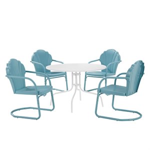 afuera living modern 5 piece outdoor dining set in pastel blue satin