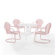 Afuera Living 5-Piece Metal Outdoor Dining Set in Pastel Pink/White