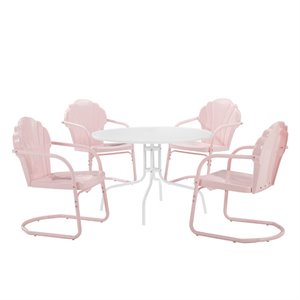 afuera living modern 5 piece outdoor dining set in pastel pink gloss