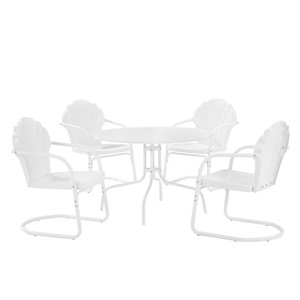 afuera living modern 5 piece outdoor dining set in white satin