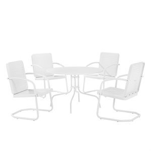 afuera living modern 5 piece outdoor dining set in white gloss