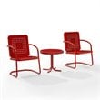 Afuera Living 3-Piece Metal Outdoor Chair Set in Bright Red Gloss
