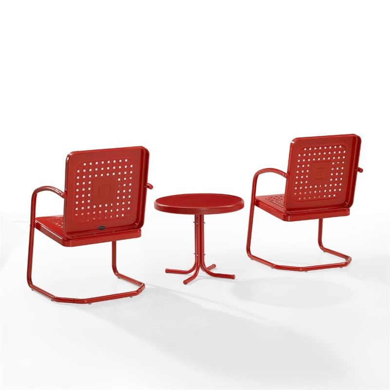 Afuera Living 3-Piece Metal Outdoor Chair Set in Bright Red Gloss