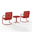 Afuera Living 3-Piece Metal Outdoor Chair Set in Bright Red Gloss