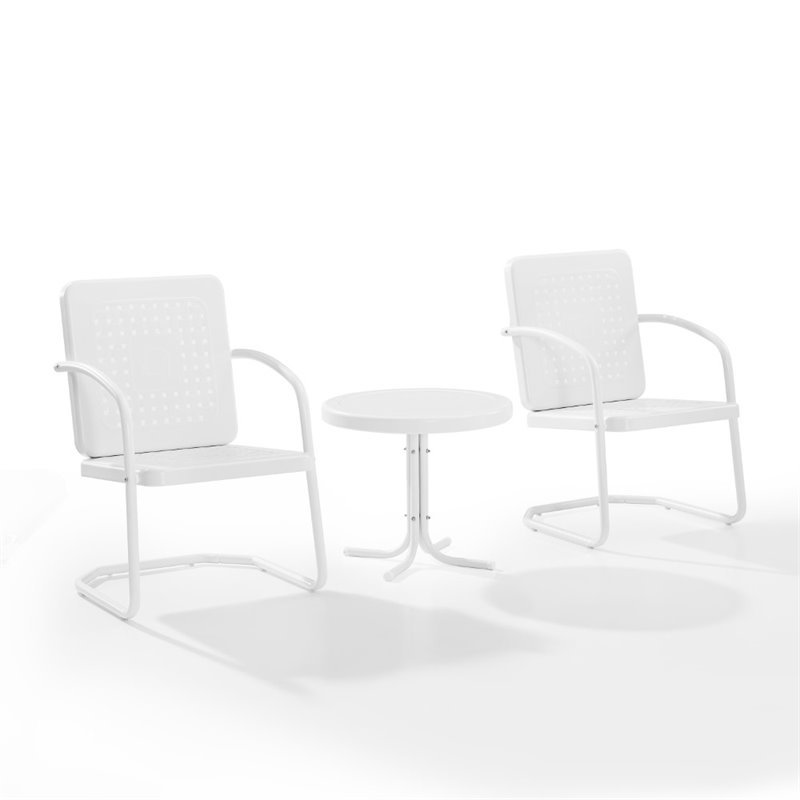 Afuera Living 3-Piece Metal Outdoor Chair Set in White Gloss