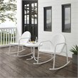 Afuera Living 3-Piece Metal Outdoor Rocking Chair Set in White