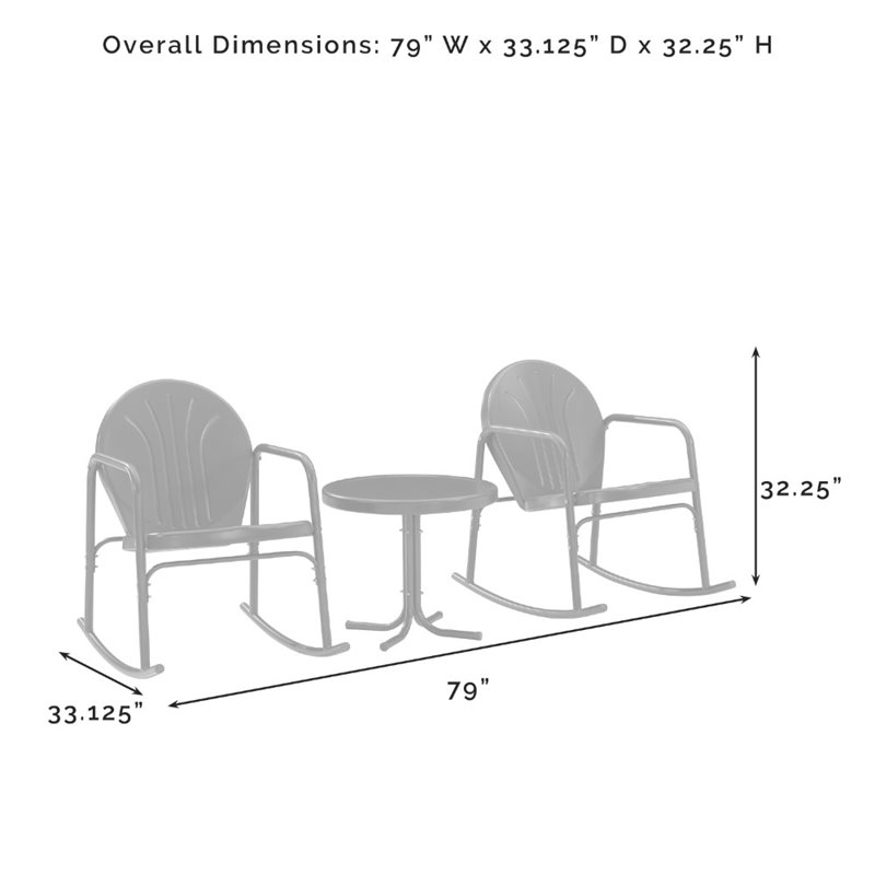 Afuera Living 3-Piece Metal Outdoor Rocking Chair Set in White