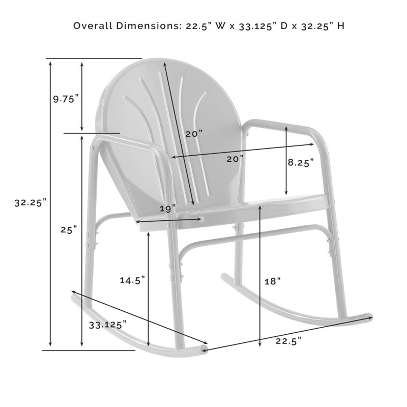 Afuera Living 3-Piece Metal Outdoor Rocking Chair Set in White