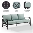 Afuera Living Metal/Polyester Outdoor Sofa in Mist Green/Oil Rubbed Bronze