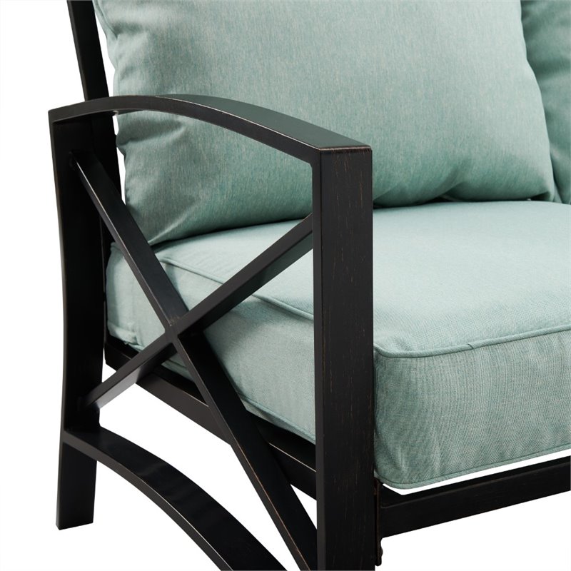 Afuera Living Metal/Polyester Outdoor Sofa in Mist Green/Oil Rubbed Bronze