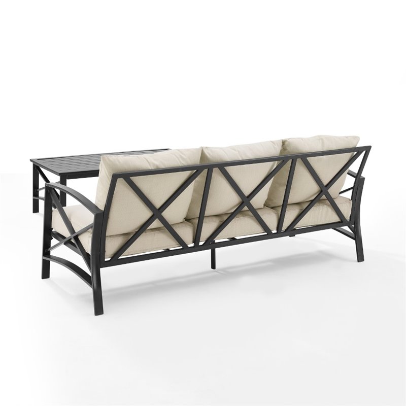 Afuera Living 2-Piece Metal/Polyester Outdoor Sofa Set in Oatmeal/Bronze