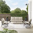 Afuera Living 3-Piece Metal Outdoor Sofa Set in Oatmeal/Oil Rubbed Bronze